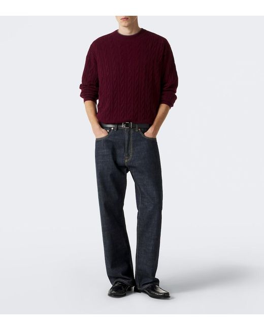 Lisa Yang Red Oskar Cable-Knit Cashmere Sweater for men