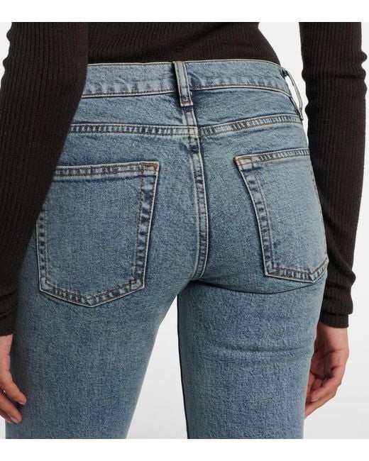 FRAME Blue Le Pixie Low-Rise Flared Jeans