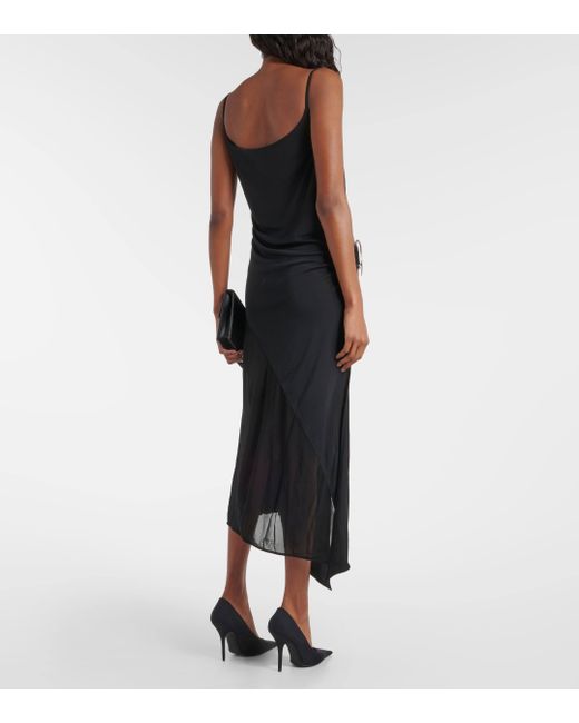 Mugler Black Asymmetric Cutout Midi Dress