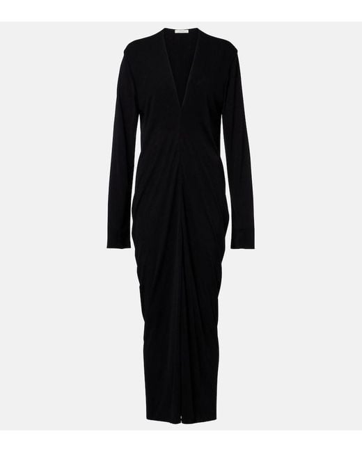 The Row Black Cassin Draped Maxi Dress