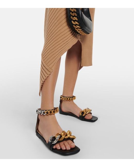Stella McCartney Metallic Falabella Embellished Flat Sandals