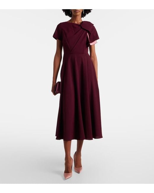 Roksanda Purple Luna Bow-Detail Crepe Midi Dress