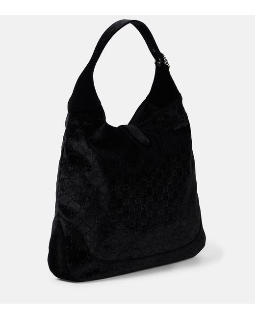 Gucci Black Jackie 1961 Large Velvet Shoulder Bag