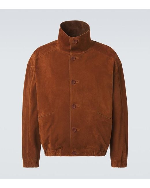Zegna Brown Suede Bomber Jacket for men
