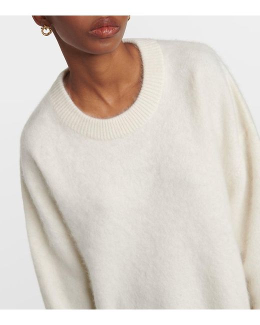 Lisa Yang White Natalia Brushed Cashmere Sweater