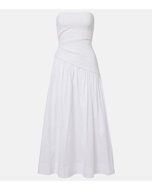 Staud White Nia Cotton Midi Dress