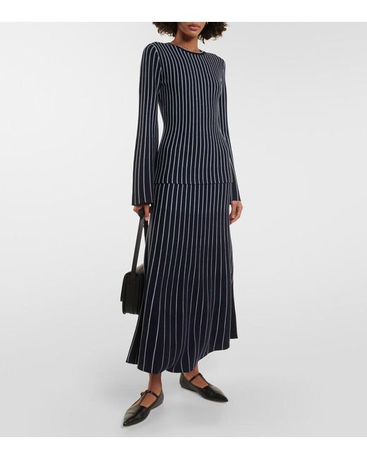 Gabriela Hearst Blue Phelan Striped Wool And Silk Maxi Skirt