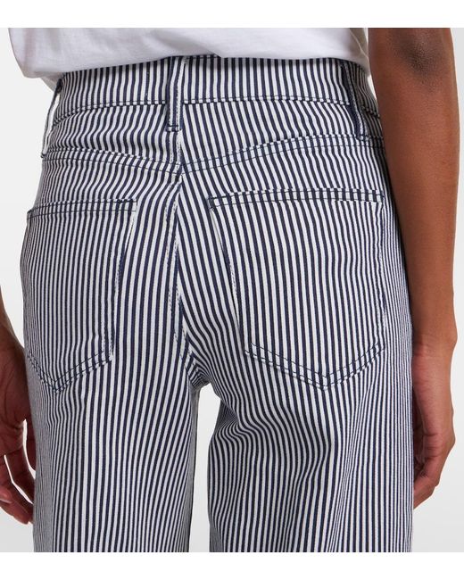 FRAME Gray Le Slim Palazzo Striped Wide-Leg Pants