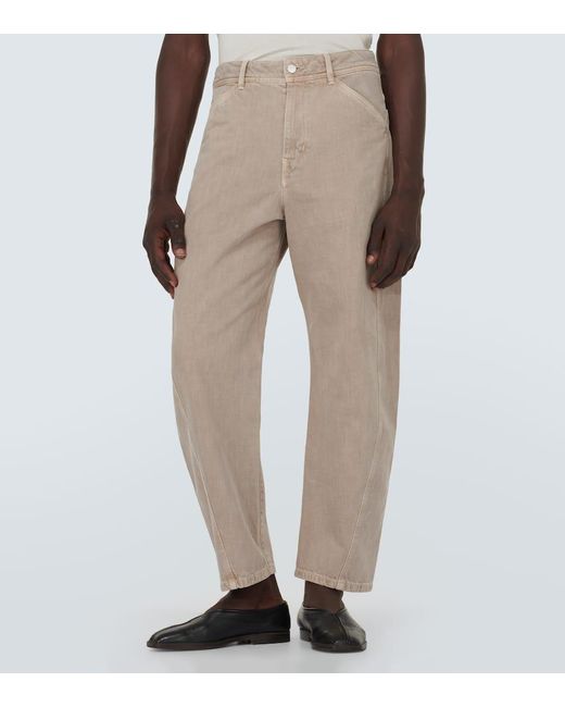 Pantalones tapered Twisted de algodon Lemaire de hombre de color Natural