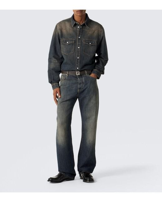Fendi Black Ateneo Leather Penny Loafers for men