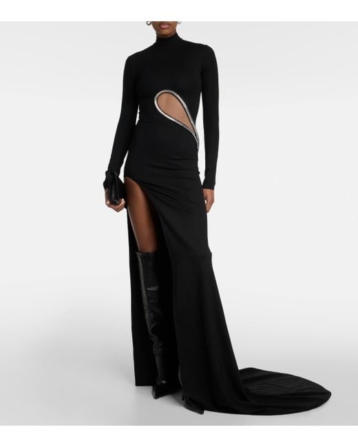 Robe longue a ornements David Koma en coloris Black