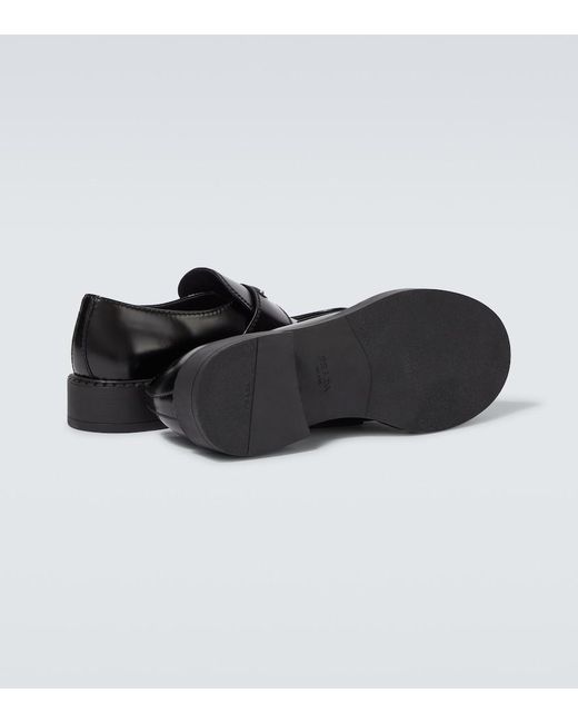 Prada Black Chocolate Leather Loafers for men