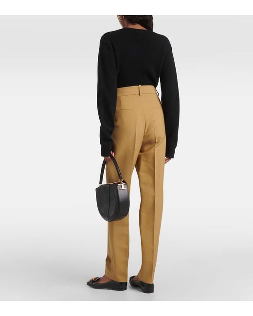 Tod's Natural Virgin Wool Straight Pants