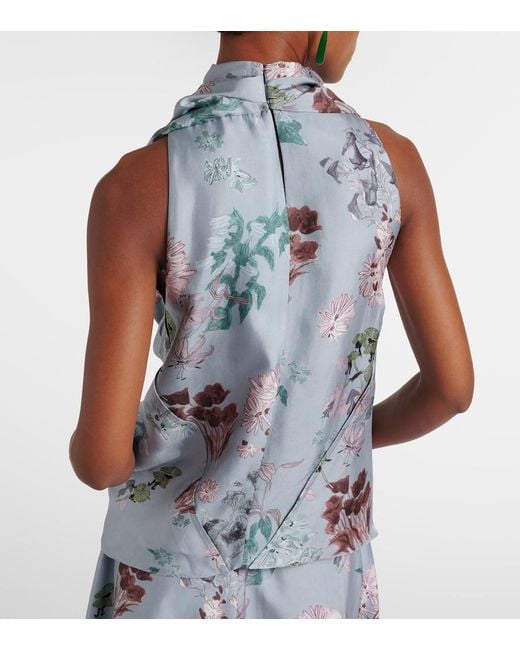 Altuzarra Gray Sleary Floral Draped Silk Top