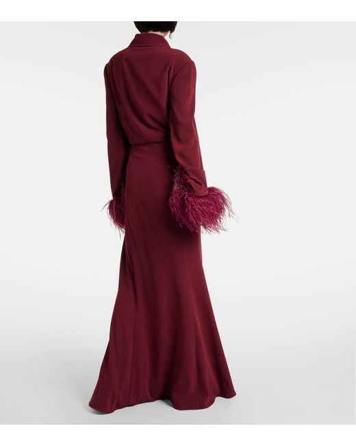 Robe Chemise En Crepe De Satin A Plumes Roland Mouret en coloris Red