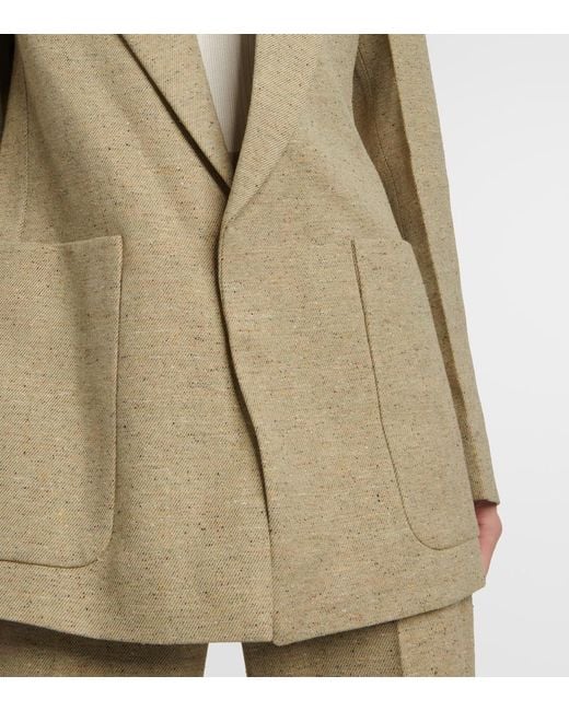 Victoria Beckham Natural Collarless Single Breasted Jacket