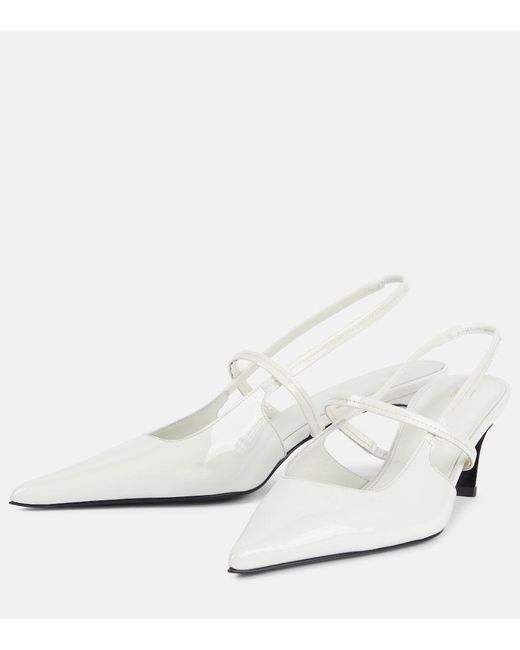 Totême White Sharp 50 Patent Leather Slingback Pumps
