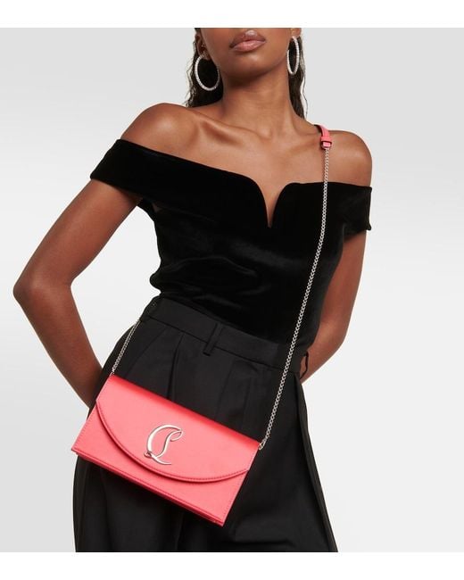 Christian Louboutin Red Small Logo Crepe Satin Clutch