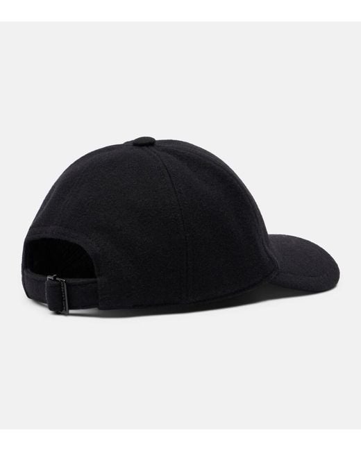 Saint Laurent Black Cassandre Felted Baseball Cap