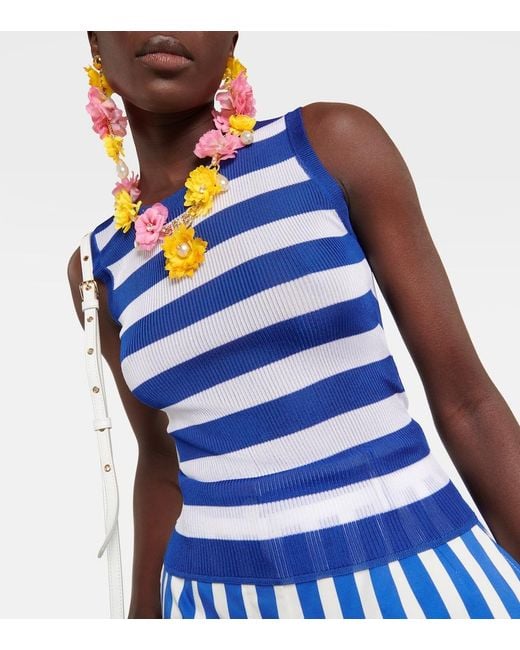 Dolce & Gabbana Blue Portofino Ribbed-Knit Striped Tank Top