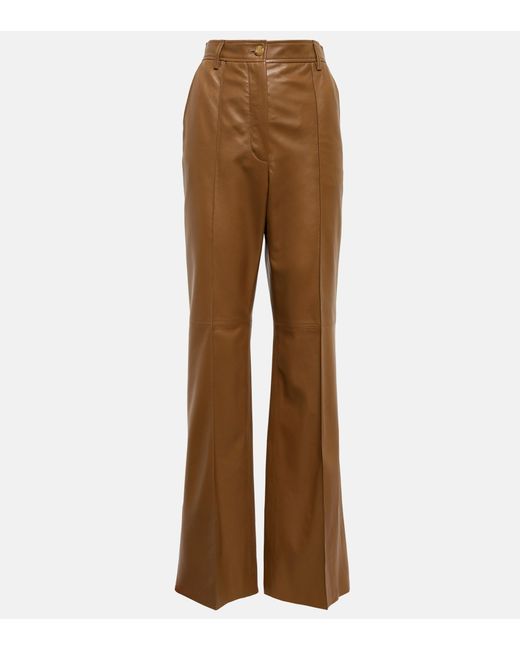 Gucci Brown High-rise Straight Leather Pants