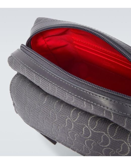 Christian Louboutin Gray Zip N Flap Logo Jacquard Messenger Bag for men