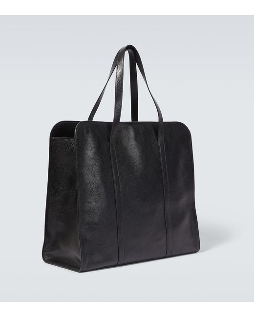 The Row Black Ben Leather Tote Bag for men