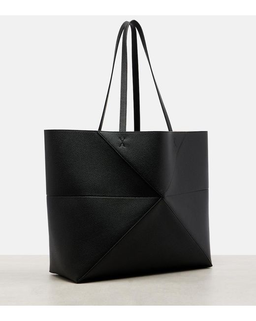 Loewe Black Puzzle Fold Large Leather Tote Bag