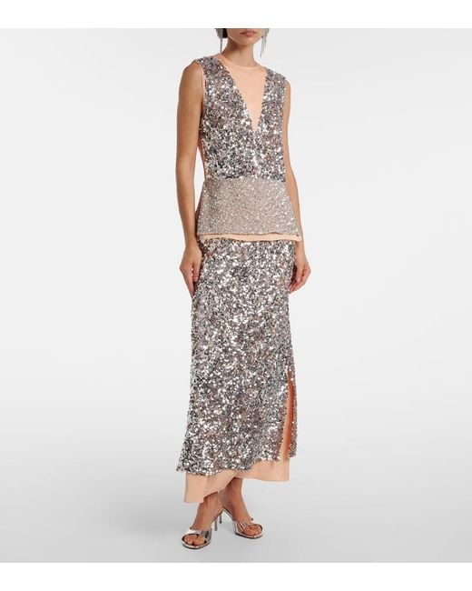 Top A Sequins Rabanne en coloris Gray