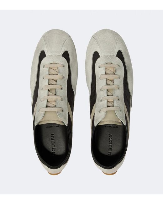 McQueen White Boxe Suede-Trimmed Sneakers for men