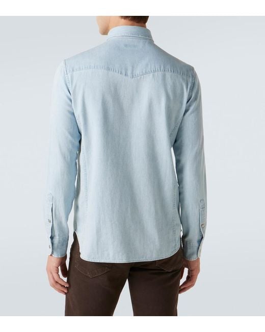 Tom Ford Blue Cotton Chambray Shirt for men