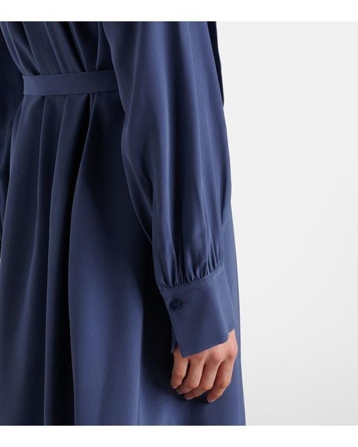 Joseph Blue Bolero Silk Crepe De Chine Midi Dress