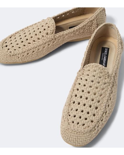 Dolce & Gabbana White Woven Loafers for men