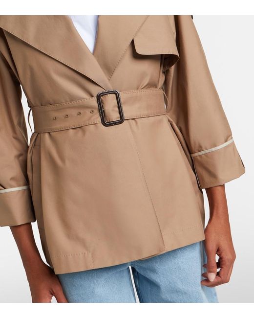 Max Mara Natural Clara Cotton-Blend Gabardine Trench Coat