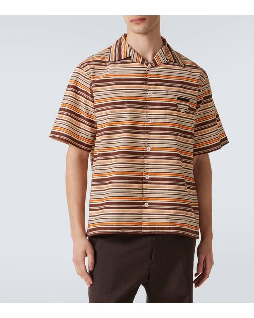 Camisa Bowling De Algodon Y Seda Estampada Prada de hombre de color Multicolor