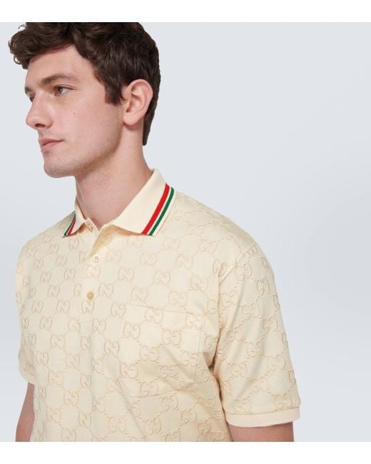 Polo En Piqué De Coton À Motif GG Gucci pour homme en coloris Natural