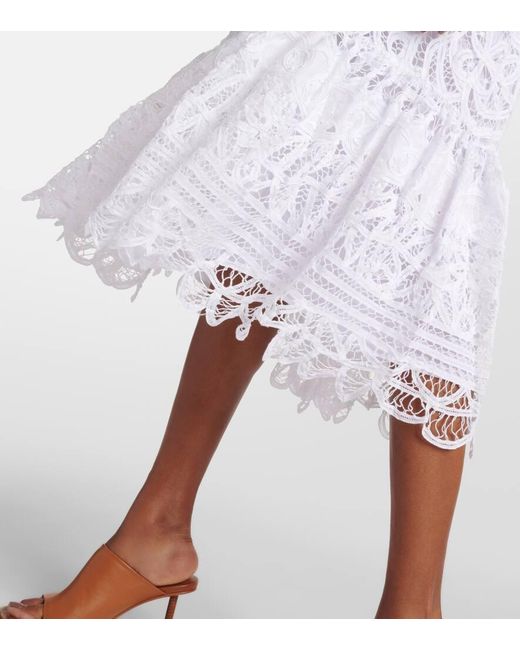 Falda midi de encaje de lino Polo Ralph Lauren de color White