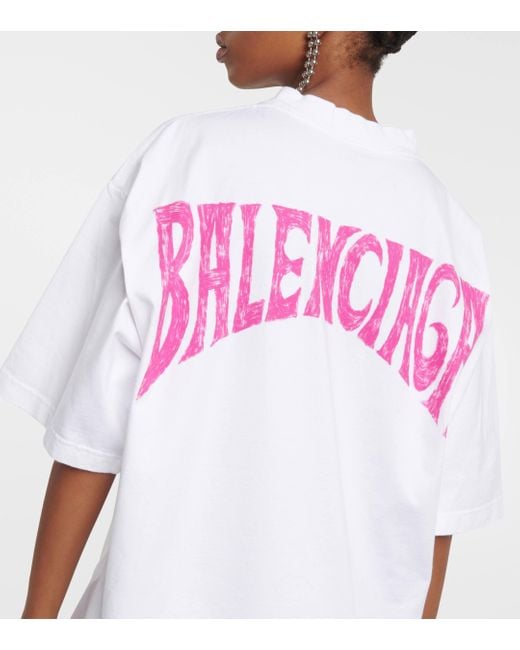 Balenciaga Pink Tropical Paris Cotton Jersey T-shirt
