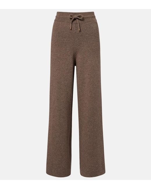 Agnona Brown Cashmere, Wool, And Silk Wide-Leg Pants