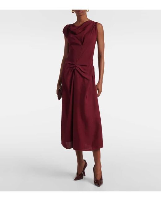 Abito Midi Asimmetrico di Victoria Beckham in Red
