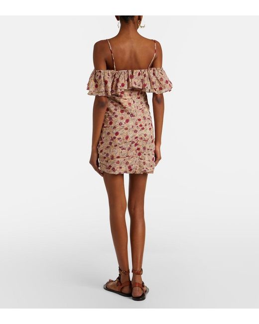 Isabel Marant Pink Davilia Off-Shoulder Ruched Cotton Minidress