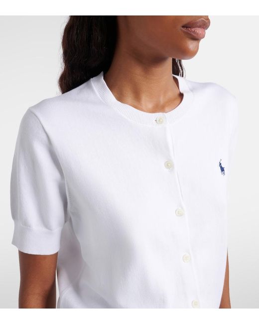 Polo Ralph Lauren White Cotton-Blend Cardigan