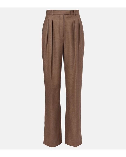 Loro Piana Brown Chad Pleated Cashmere And Silk Wide-Leg Pants
