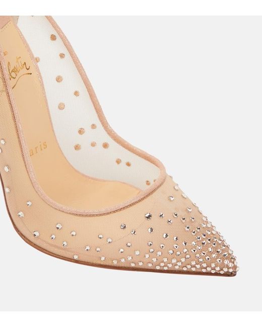 Christian Louboutin Natural Follies Strass Suede Pumps 85
