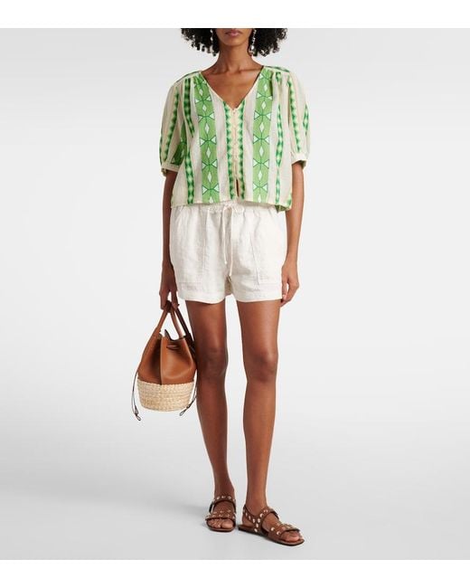 Velvet White Sutton Linen Shorts
