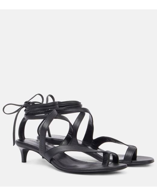 Khaite Black Aimee 35 Leather Sandals