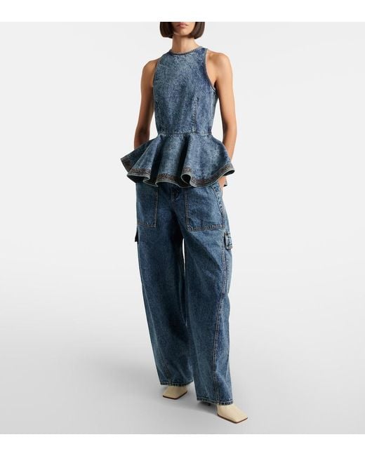 Alaïa Blue Barrel-Leg Jeans