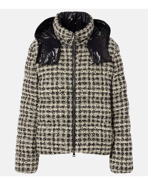 Moncler Black Andronne Checked Tweed Down Jacket