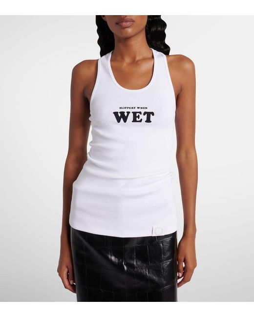 Stella McCartney White Printed Cotton-Blend Tank Top