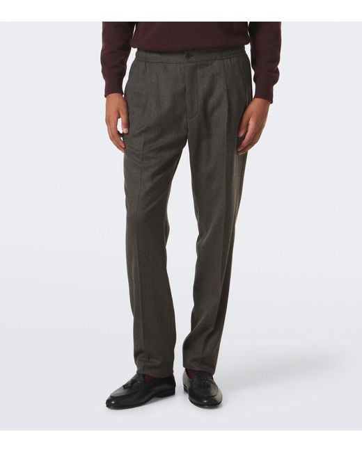 Rubinacci Gray Virgin Wool Straight Pants for men